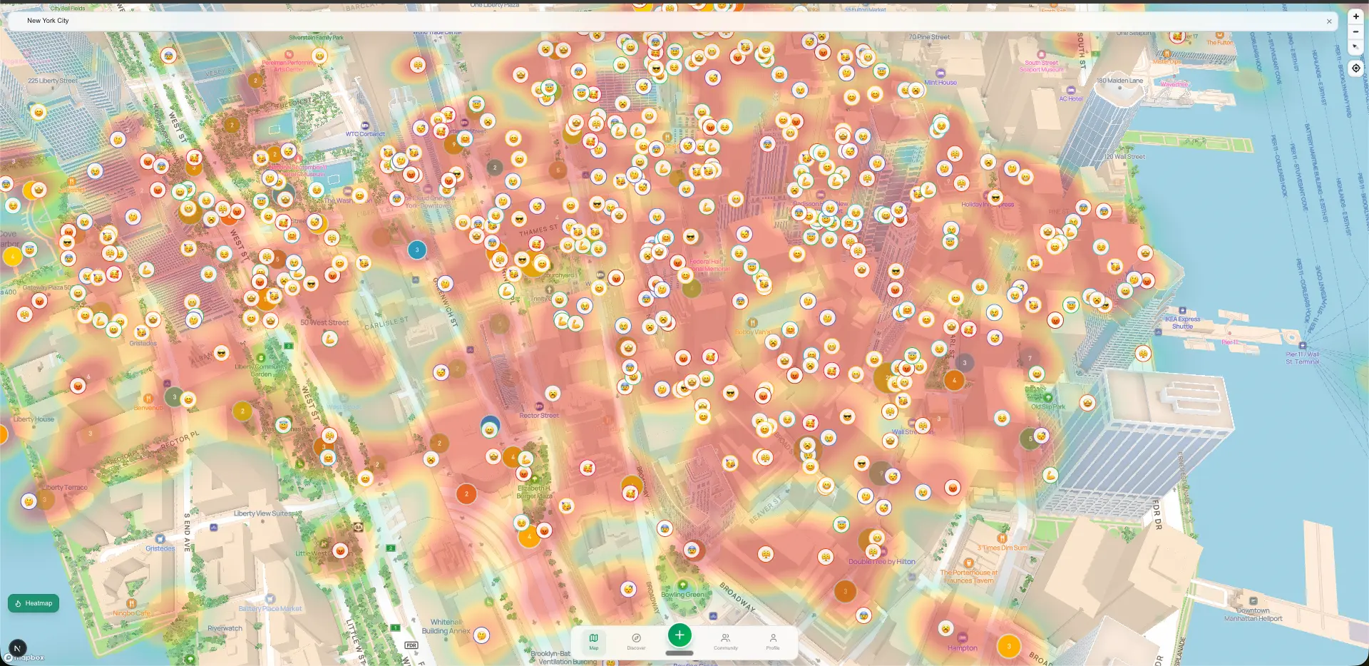 Mood Map emotional heatmap — New York City